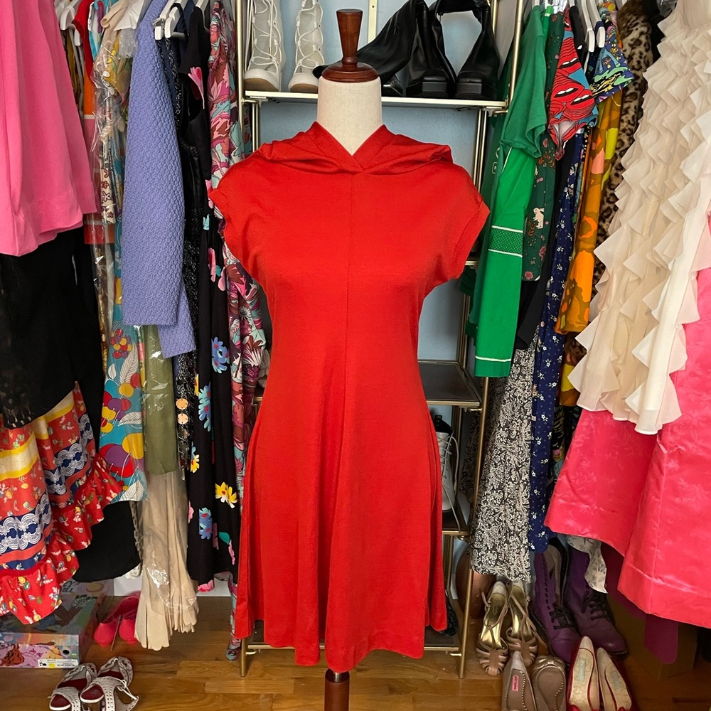Vintage 1980s Hooded Dress - Size Medium